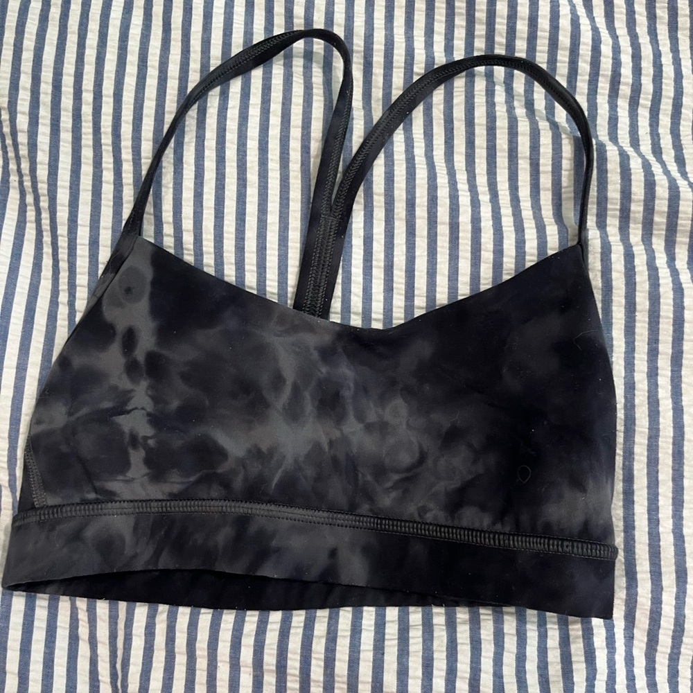 Lululemon sports bra in black/gray tie dye print. Size small - 4